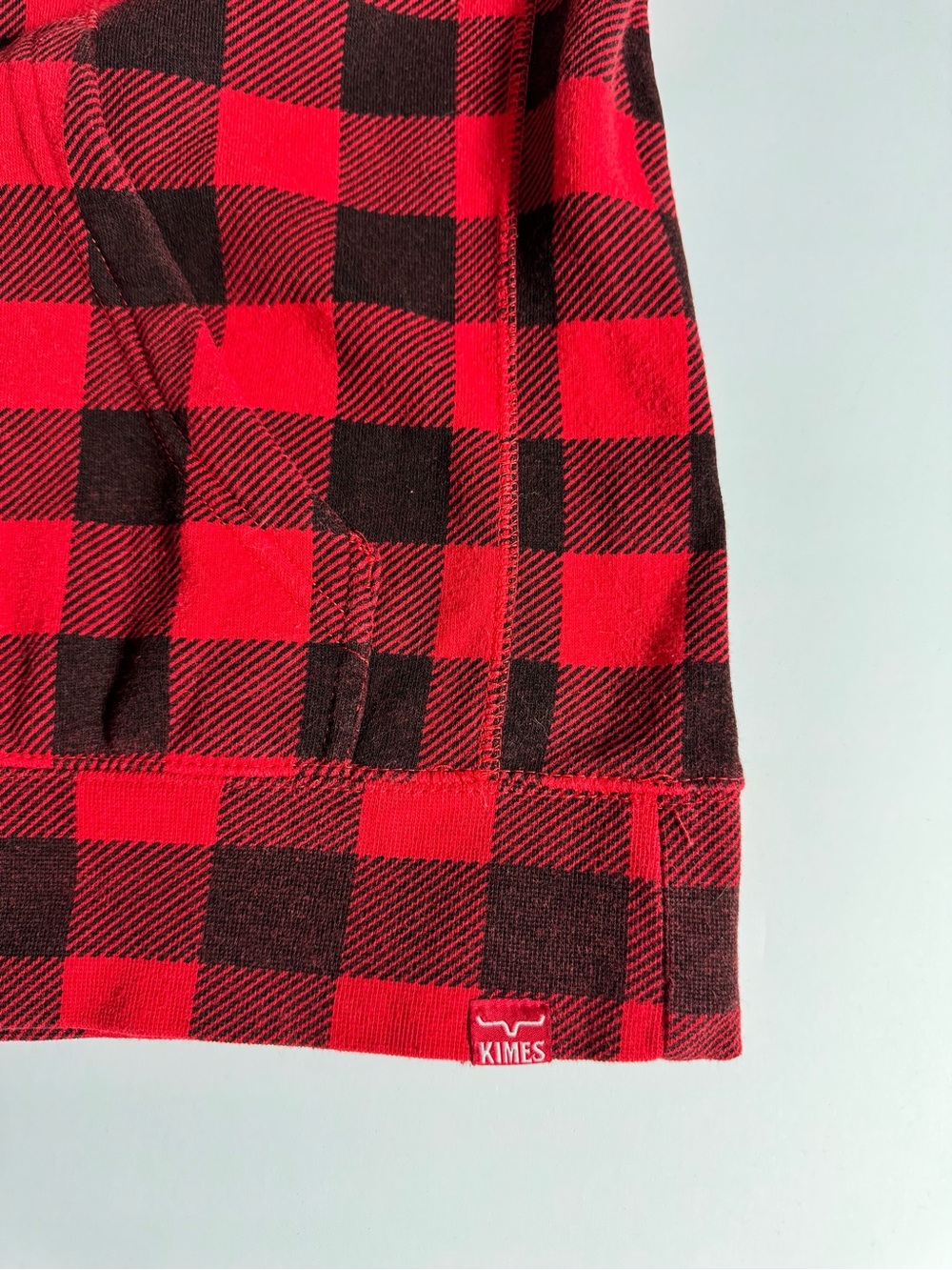 Kimes Ranch Red Black Buffalo Plaid Longhorn Logo Hoodie Sweatshirt Large - Picture 6 of 9